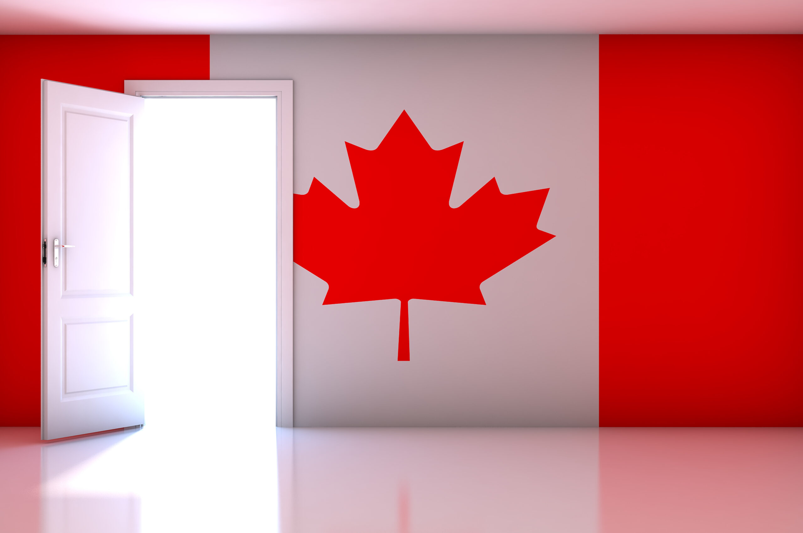Canada flag on empty room
